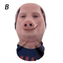 3D Printed Elastic Mesh Full Face Mask - Funny Prank Head Cover, Seamless One-Piece Design, Unisex Cosplay Headpiece, Novelty Party Roleplay Prop, Humorous Mask To Enhance Holiday Atmosphere, Creative Gag Toy; Excellent Elasticity And Breathability, Suitable For Masquerade, Theme Party, Short Video Shooting And More, Must-Have Item For Pranksters - Multicolor - View 12