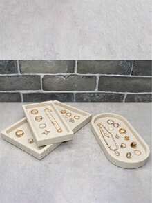High-End Jewelry Tray Decorative Storage Tray Organizer Ornament Bathroom Toiletries Tray Multi-Functional Display Tray Vanity Organization Solve Multiple Storage Problems Home Decor - Sandstone - View 4