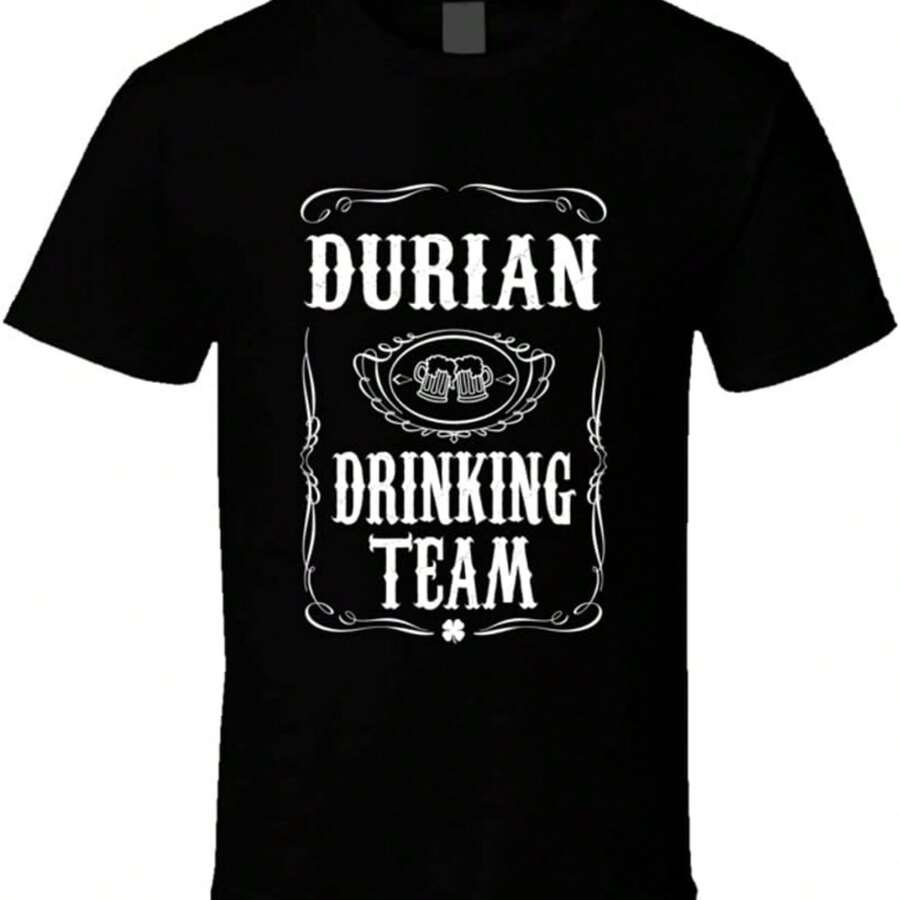 Durian Drinking Team Tee Last Name Family Reunion Gift Idea T Shirt - Black - View 1