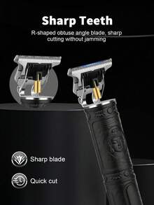 HIENA 男士多色 T9 USB 無線電動理髮器，光頭電動理髮器、刮鬍刀、造型電動修剪器、雕刻修剪電動修剪器，附 4 個限位梳，簡單耐用 - 黑色 - 查看 3