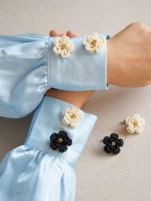 2/1pc Elegant Pearl Decorated Buttons, Shirt Button Cover Clips, Fashion Crystal Cufflinks, Suitable For Tuxedo And Wedding Dress Decoration - Multicolor - View 2