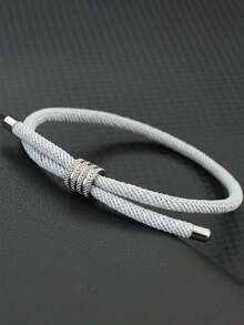 diffone Pulsera de cuerda minimalista hecha a mano de 4mm con dijes de acero inoxidable y cuentas para hombres y mujeres, joyería de brazalete para mejores amigos - Pulsera minimalista - Ver 15