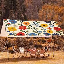 Toldo de estilo bohemio con estampado floral colorido, adecuado para jardín, playa, patio - Cubierta de sombra exterior reforzada, estampado vibrante, diseño de toldo completo, adecuado para piscina, balcón, patio (sin marco incluido, con sellado, fácil instalación), patrón plano 2D - A - Ver 16