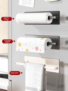 1pc Magnetic Paper Towel Holder, Wall-Mounted Paper Towel Rack, Cling Film Rack, Fridge Side Storage Rack, Towel Bar, No Drill Wall-Mounted Towel Rack For Kitchen, Bathroom, RV - Holds Rolls,Sleek Style, Durable Material - Multicolor - View 5