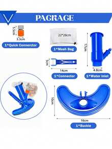 1pc Portable Vacuum Suction Head, Crescent-Shaped Shaped Pool Cleaner With Floor Brush, Powerful Suction, Multi-Scenario Universal, Pool / Hot Tub / Bathtub Bottom Cleaning Tool, Efficiently Removes Leaves, Hair, Mud And Sand (Telescopic Pole Not Included) - Half-moon Shaped Suction Head - View 8