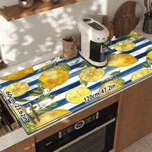 1 pieza Alfombrilla de secado de platos, Alfombrilla para cafetera, Patrón de limón acuarela con rayas azules y blancas, Altamente absorbente, Adecuada para mesa de comedor, cafetería y otras escenas, Regalo para el hogar, Encimera, Decoración de mesa de comedor - XYLSD-580 - Ver 16