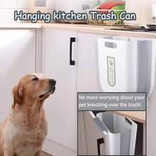 Wall-Mounted Folding Trash Can, Kitchen Cabinet Hanging Garbage Bin, Hands-Free Lid, Removable Inner Liner, Under Sink Trash Can, Compact Space-Saving Storage, Suitable For Bathroom, Office, Bedroom, Diaper Pail Alternative, Easy Installation, Stainless Steel Hook - A - View 4