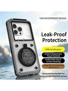 15M IPX8 Waterproof Phone Case, Underwater Touch Screen Universal Phone Pouch, HD Anti-Fog Protective Cover For 6.9" Smartphones, Ideal For Swimming Diving Beach - Multicolor - View 2