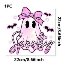 1 peça/2 peças/3 peças Adesivos de Transferência de Calor com Padrão de Laço de Fantasma Rosa de Halloween, Adequado para Camisetas DIY, Denim, Almofadas, Mochilas, Bonés e Capas de Sofá, À Prova d'Água, Resistente ao Desbotamento, Durável, Lavável, Adesivos de Plástico, Padrões Divertidos, Decoração de Tecido, Embelezamento de Roupas, Entusiastas de Artesanato - Multicolorido - Visão 2