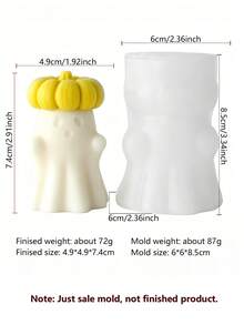 Moule en silicone pour bougie d'aromathérapie fantôme mignon d'Halloween avec nœud papillon, 3 têtes de citrouille fantôme petit nœud papillon, moule 3D DIY fait main pour diffuseur de parfum en plâtre, taille compacte et exquise, flexible et facile à démouler, matériau silicone inodore, convient pour couler la cire de soja, la cire d'abeille, le plâtre, la résine, le savon fait main - moisissure fantôme - Voir 7