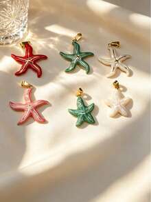 Multi-Style Korean Gentle Beach Style Stainless Steel Starfish DIY Pendant, Skin-Friendly And Sweat-Resistant, Multi-Color Gold-Edged Starfish, Detachable Multi-Layer Layering, Graduation Commemoration, Flower & Music Festival, Pool Leisure, Coastal Photography, Short Town Trip Accessory - Multicolor - View 2
