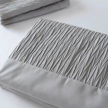 2/3pcs Fashionable Luxury Pleated Patchwork Duvet Cover Set (1/2 Pillowcases + 1 Duvet Cover, No Insert) Grey Super Soft Comfortable Breathable All-Season Bedding, Suitable For Cozy Bedroom And Dorm, Ideal Gift - Light Grey - View 7