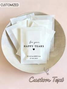 客製化文字 Happy Tears 婚禮面紙袋，自封式白色迷你小袋，婚禮儀式賓客伴手禮與新娘婚前派對伴手禮 - 彩色 - 查看 5