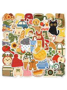 50pcs Hand-Drawn Small Object Waterproof Stickers, Suitable For Laptop, Skateboard, Guitar, Refrigerator, Luggage, Tablet, Phone, Scrapbook, Phone Case Decoration, Perfect For Holiday Gifts, Birthday Party Gifts School Supplies - 50pcs - View 8
