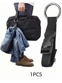 2pcs/1pc Anti-Theft Luggage Strap, Multi-Function Bracket, Bag Handle Clip, Used For Carrying Clothes, Bottles, Bags, Connecting Luggage, Freeing Hands, Perfect For Outdoor Activities And Travel, Suitable For Women And Men - Black - View 8