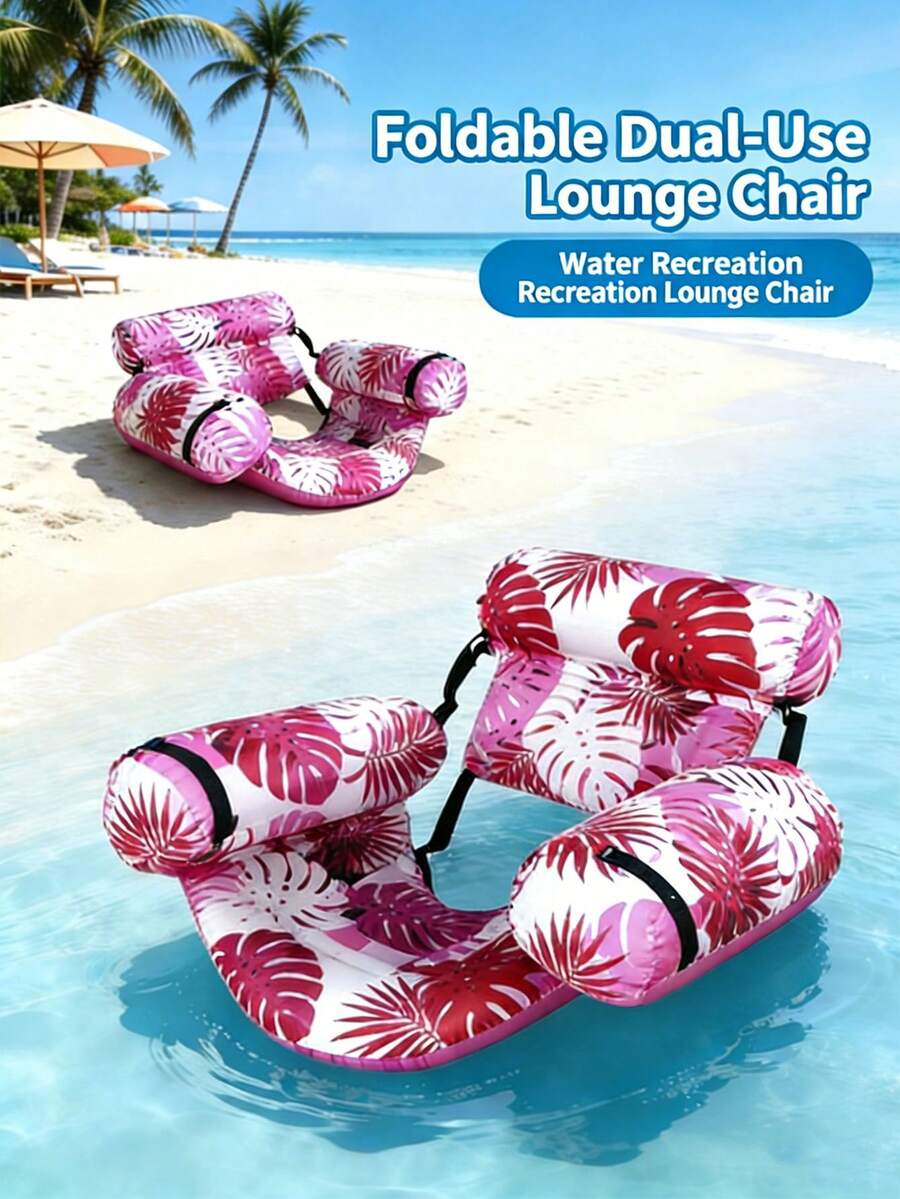 Chaise flottante à motif de feuille - Chaise de piscine gonflable pour adultes, chaise flottante de piscine, siège de flottant portable pour la plage en été, convient pour la plage, le lac et les fêtes de piscine, accessoire essentiel de plage - Plusieurs styles - Voir 1