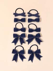 Juego de 10 piezas de pinzas para el cabello y diadema estilo preppy, accesorios para el cabello azul marino para fiesta escolar primer día, accesorios para niñas regreso a clases - Azul Marino - View 1