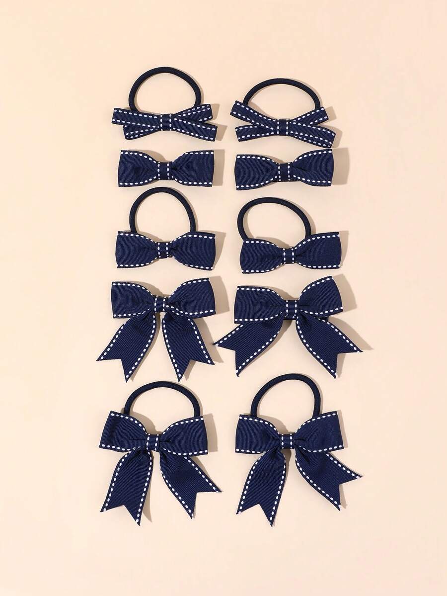 Juego de 10 piezas de pinzas para el cabello y diadema estilo preppy, accesorios para el cabello azul marino para fiesta escolar primer día, accesorios para niñas regreso a clases - Azul Marino - View 1