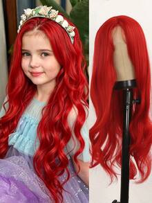 Wig Keriting Panjang untuk Anak Perempuan, Merah/Ungu/Biru Muda, Wig Cosplay Halloween untuk Bermain Peran Anak-Anak - MultiWarna - View 12