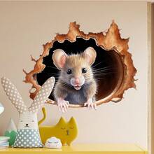 Personalized Mouse Hole Wall Sticker, Cute Cartoon Animal Decal, Home Decor Self-Adhesive Sticker, Reusable, Perfect For Living Room, Bedroom, Kitchen, Bathroom Decoration - 1PC - View 2