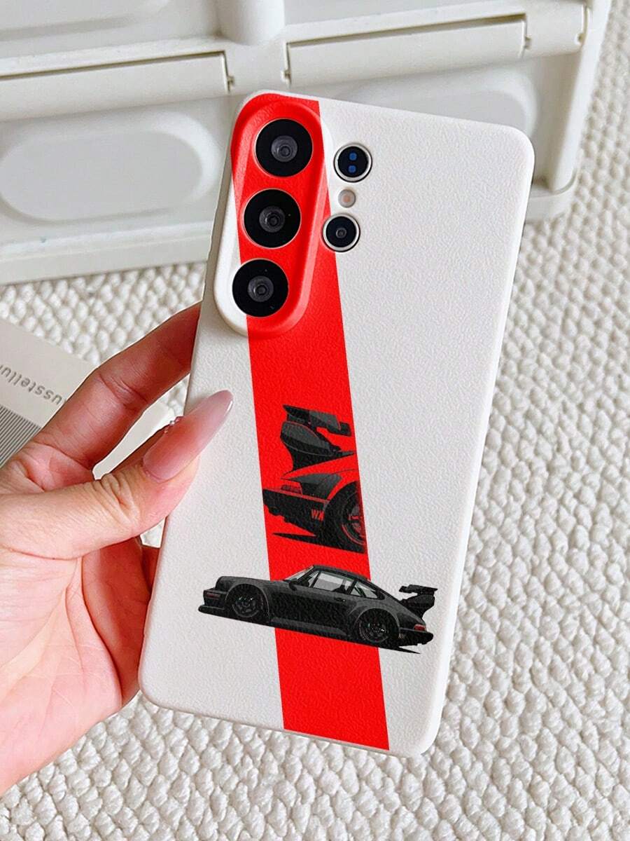 1件創意紅色條紋遙控車圖案手機殼,防摔防刮防指紋皮革紋理TPU軟殼保護套,適用於/Apple手機 Apple11/12/13/14/14plus/15/15plus/16/16plus/7/8plus/17/17pro及其他機型 - 彩色 - 查看 1