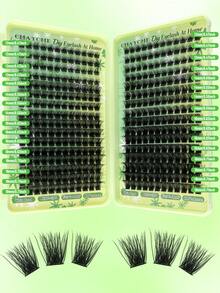 CMAYOME 384/320/180簇 D捲度單簇分段式假睫毛 DIY接睫毛套組，大容量長效濃密豐盈，含睫毛膠、密封劑、鑷子、睫毛刷，適合初學者，可重複使用加厚束狀睫毛 - 彩色 - 查看 7