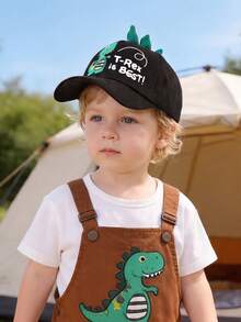 1 PC Black Dinosaur Boys Girls Baseball Cap, Cute T-Rex Print Summer Hat, 3D Spikes Dinosaur Tail Children Cap, Summer Outdoor Casual Kids Accessories - Multicolor - View 2