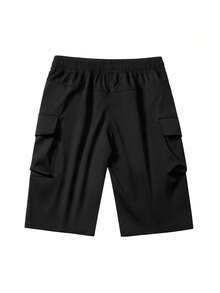 Men's Plus Size Summer Casual Fashion Cargo Pants, Outdoor Sports Couple Matching 3/4 Length Pants - Black - View 3
