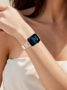 1件超細纖維手錶錶帶，適用於女性與男性，兼容38mm、40mm、41mm、42mm、44mm、45mm、46mm、49mm - S11/10-42mm，亮面金屬扣，超薄舒適且防汗 - 優雅時尚手錶錶帶，適合商務、約會、婚禮、派對與日常穿戴 - 可愛禮物，高品質替換手錶錶帶配件 - 星光+玫瑰金 - 查看 5