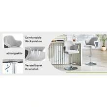 Modern Bar Stool Set (Set Of 2) / High-Quality Linen Bar Stools, -Plated Steel Frame / Easy To Install / High Load Capacity / Suitable For Home Bars And Restaurants - 淺灰色+黑色 - 查看 11