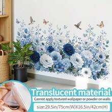 1pc Blue Baseboard Print Wall Sticker, Decal, Wall Sticker, Vinyl Decal For Home Decor, Summer Decorate Your Home, Decorative Sticker Gift Birthday Graduation - 47013-blue Edict Shadow - View 8