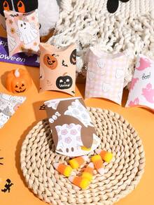 9/18/27Pcs Baby Shower Halloween Pillow Favor Boxes Cute Pastel Ghost Floral Print Mini Paper Candy Gift Boxes Spooky Baby Shower Party Decor - Multicolor - View 7