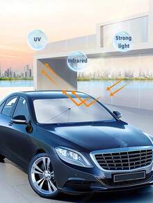 Easypie Selection Premium Silvery Car Sunshade - Front Windshield Heat Insulation & UV Protection, Roll-Up Design For Easy Storage - For All Car Models - Suitable For Summer & Hot Weather - Perfect Gift For Car Owners - Silver - View 3