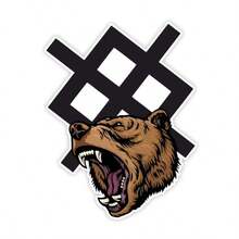 1pc Roaring Brown Bear Slavic Rune Car Sticker, Waterproof Vinyl Rear Bumper Side Skirt Scratch Cover Decorative Decal, Motorcycle Electric Vehicle Car Personalized Creative Body Decoration Sticker - Roaring Brown Bear - View 1