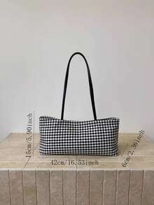 2026 New Niche Design Canvas Underarm Bag, Relaxed Casual Versatile Underarm Bag, Commuter Shoulder Bag - Black and White - View 6