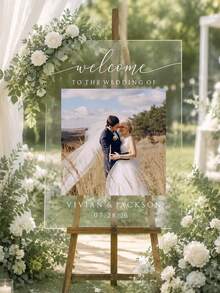 Custom Wedding Welcome Sign, Welcome To Our Wedding Sign, Photo Sign, Modern Wedding Entrance Sign, Acrylic Sign, Wedding Decor, Wedding Gift - Multicolor - View 3