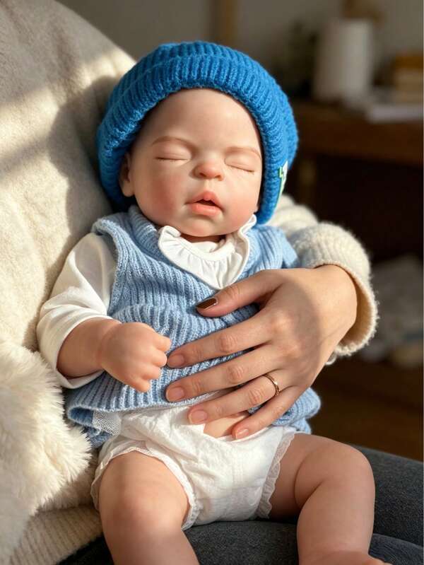 22 Inch Full Solid Silicone Reborn Baby Girl Hand Painted With Visible Capillaries Bionic Real Skin Touch Open Mouth & Anatomically Accurate Birthday Gift & Emotional Companion Doll