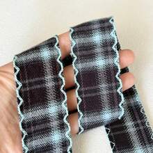 2 Yards Classic Plaid Wavy Trim Ribbon, Bouquet Decoration Satin Ribbon, Suitable For Handmade Bouquets, Gift Wrapping, Party Decor, Floral Design, Gift Ribbon, Event Decoration, Floral Ribbon - 1 Blue - View 2