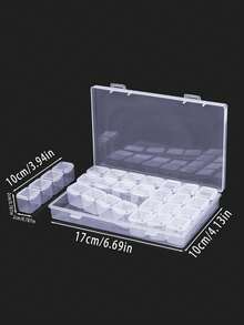 1pc Tool Storage Box With Accessory Inner Box, 28 Compartment Storage Box, Nail Art Storage Box, Pearl Storage Box - Clear - View 12