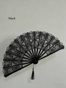 1 pieza Abanico de mano plegable de encaje vintage, marco bordado con flores, abanico enrollado hecho a mano, elegante decoración con borlas, abanico plegable de mano vintage francés para mujer, abanico de encaje estilo corte, accesorio de fotografía de baile clásico, abanico de decoración para boda y fiesta, decoración del hogar, abanico plegable de decoración de escritorio, regalo para mujer adulta, regalo de vacaciones, regalo del Día de San Valentín, regalo de cumpleaños, regalo de fiesta, recuerdo, accesorio de fotografía, accesorio de actuación - 1PC - Ver 13