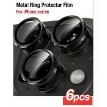 XINHONGYU 6 piezas Protector de lente de cámara de vidrio templado ultra claro resistente a arañazos, compatible con iPhone 17 Pro Max/17 Pro/17 Air/17, 16 (6.1 pulgadas) y 16 Plus (6.7 pulgadas), protector de anillo independiente de metal de vidrio templado 9H, transparente de alta definición, compatible con iPhone 15 Pro Max, 14 Plus, 13, 12, 11, 15 Pro, 15 Plus, 14 Pro, ajuste perfecto, (Negro) - 6 piezas negro - Ver 34