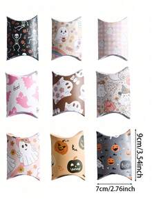 9/18/27Pcs Baby Shower Halloween Pillow Favor Boxes Cute Pastel Ghost Floral Print Mini Paper Candy Gift Boxes Spooky Baby Shower Party Decor - Multicolor - View 2