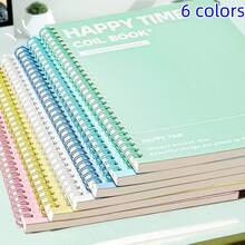3pcs Set [1 Notebook + 2 Pens] Minimalist A5 Hardcover Spiral Notebook, 122 Pages Loose-Leaf Spiral Notebook, White Hardcover Edi, First Day Of School - Multicolor - View 7