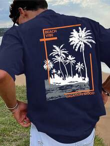 American Style  Men'S Fashion Casual Short-Sleeved T-Shirt Round-Neck Top - 黑色 - 查看 6