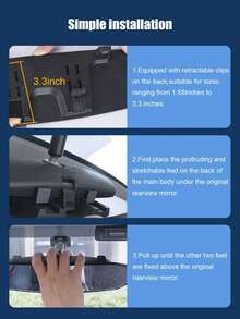 1pc Car Wide Angle Rearview Mirror/Interior Rearview Mirror, Car Reverse Mirror Wide Angle Curved Mirror, Suitable For All Car Models, Increase Field Of View Reduce Blind Spots, Universal High Definition Clip-On Panoramic Rearview Mirror, Car Accessories - A - View 5