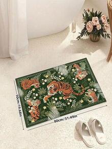 1pc Tiger Stripe Area Rug, Bohemian Style Washable Living Room Carpet, Vintage Soft Dining Room Rug, Non-Slip Wear-Resistant Large Rug, Suitable For Office, Bedroom, Living Room, Entryway Welcome Mat - Green - View 2