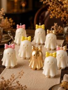 1pc Cute Ghost Silicone Candle Mold With Bow Decor, Adorable Standing Ghost, Detachable Bow Design, Flexible Reusable DIY Aromatherapy Candle Mold, Hand Soap, Epoxy Resin, Plaster Casting, Halloween Table Decor And Trick Or Treat Gift Making Mold - Cute Little Ghost - View 5