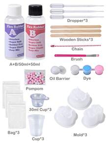 Taba 手作套組 DIY 珠寶製作套件，1:1 AB 液態矽膠搭配 3 個模具，可製作超柔軟凝膠手工藝，生日節日禮物派對小禮，適合 DIY 手作愛好者與初學者，14 歲以上適用 - 1Pc - 查看 4