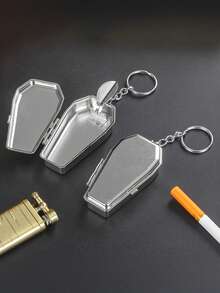 Portable Metal / Creative Coffin-Shaped Ashtray Keychain / Mini Compact Ashtray - Silver - View 6
