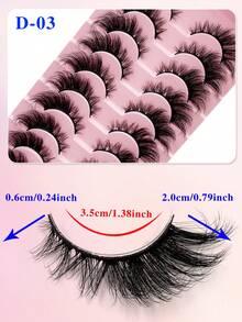 ENCHUW 10對貓眼假睫毛，柔軟黑色睫毛梗，3D自然風格，蓬鬆柔軟交叉卡通風，細緻自然睫毛接長 - 黑色 - 查看 2